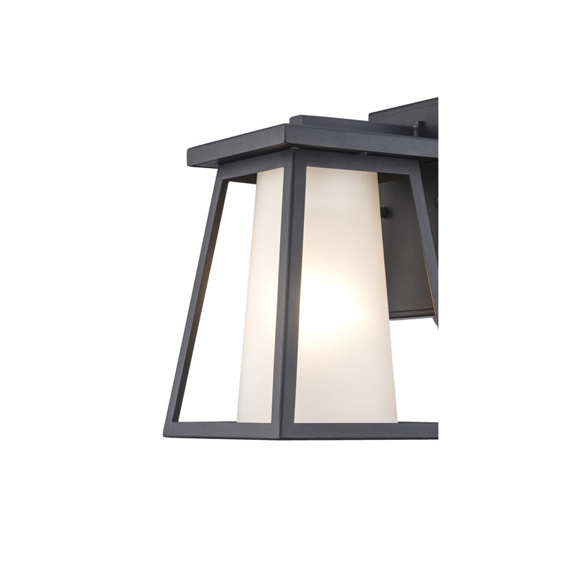 Lanterne murale d'extérieur en verre noir givré, H 8,6 po x l 5,5 po x P 6,5 po