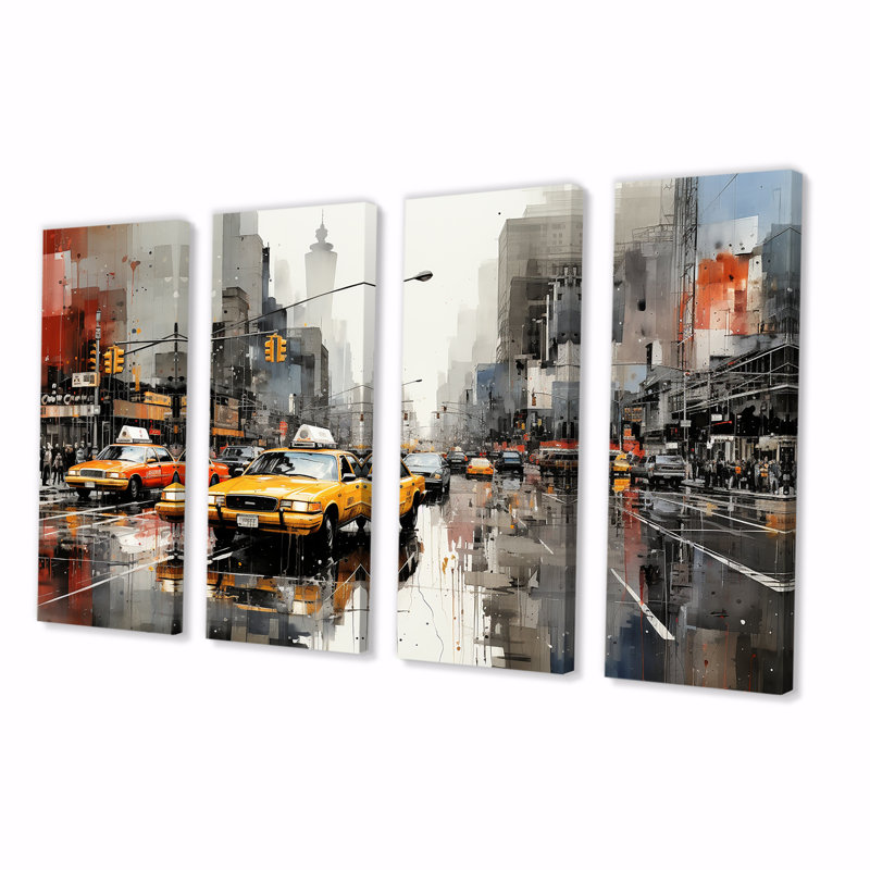 Ensemble d'art mural jaune de Harlem II - «Yellow Rues of Harlem II», H 28 po x l 48 po