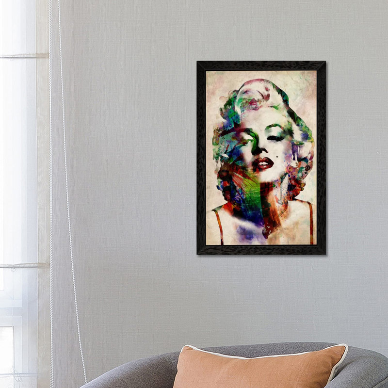 Watercolour Marilyn Monroe by Michael Tompsett - Print on Canvas, 101.6 cm H x 66.04 cm W, Black Framed