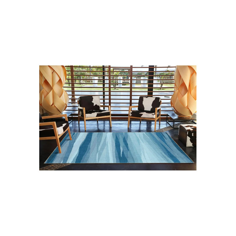 Tapis décoratif lavable à rayures bleu foncé, Rectangle 2 pi 4 po x 4 pi