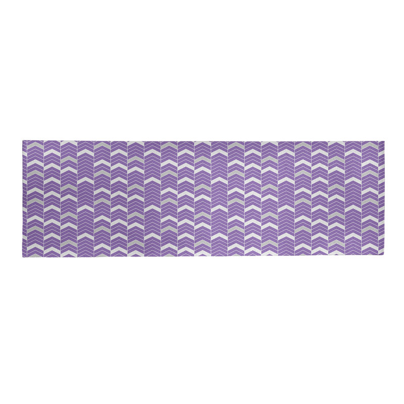 Tapis à chevrons mauve/blanc cassé, Tapis de couloir 2 pi 5 po x 8 pi