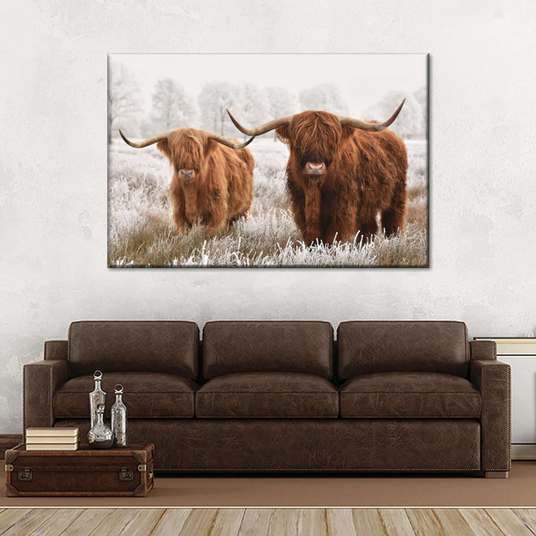 Union Rustic Hairy Scottish Highland Cows Canvas Print - Wayfair Canada