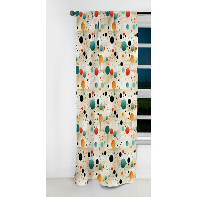 Rideau occultant multicolore à motif Mid-Century multicolore beige sur fond beige II - 1 panneau