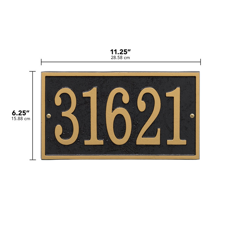 Fast and Easy 1-Line Wall Number Plaque, Black/Gold, Yes