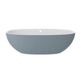Barcelona 70-1/4" x 33-5/8" Freestanding Soaking Bathtub in Volcanic Limestone with Overflow Hole