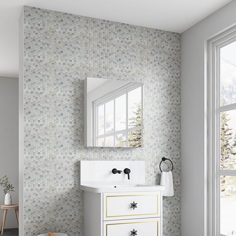Armoire à pharmacie 20 po x 36 po à miroir biseauté pour salle de bain - Ouverture par la porte gauche, Vaste espace de rangement, Bois d'ingénierie, Miroir transparent, Charnières l 20 po x H 36 po avec espace spacieux, fabrication en bois, Hd silencieux