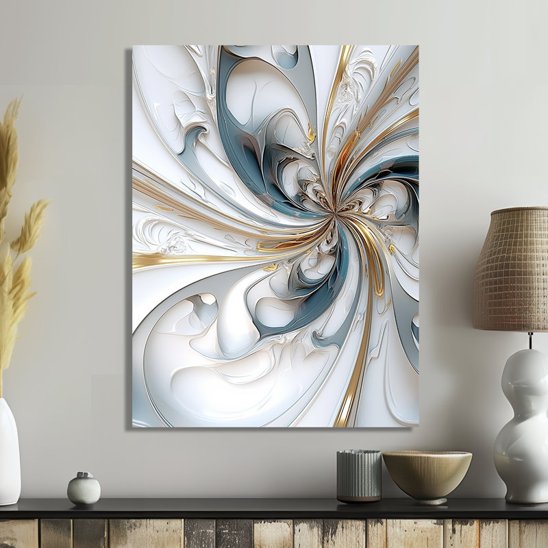 Euphoria Spiral White Light Eruption - Spiral Abstract Wall Art Living Room, Métal métal, H 40 po x l 30 po x P 1,5 po