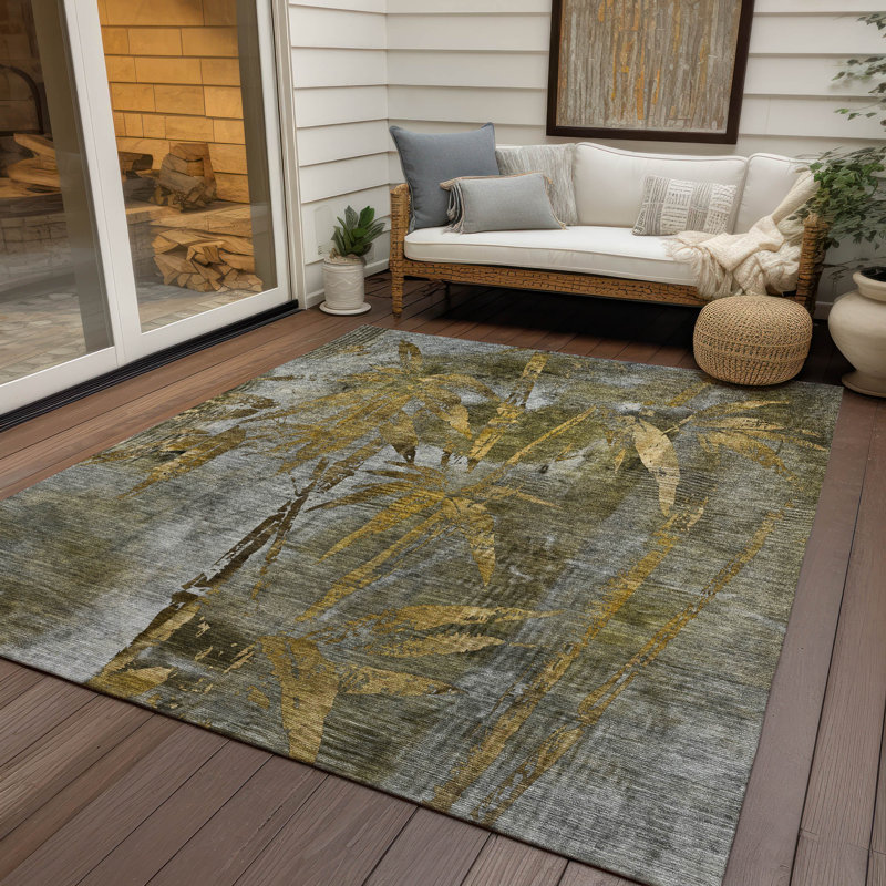 Tapis botanique intérieur / extérieur lavable à la machine Bernadette ACN2222, Rectangle 3' x 5'