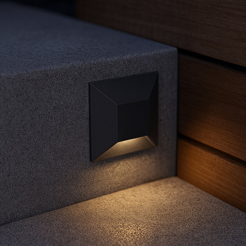  Nuvi Square 12V Integrated LED Outdoor Deck Sconce with Coastal Finish, Black