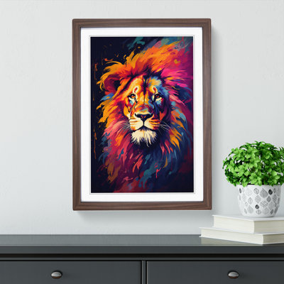 Lion Abstract No.2 - Single Picture Frame Print on Wood