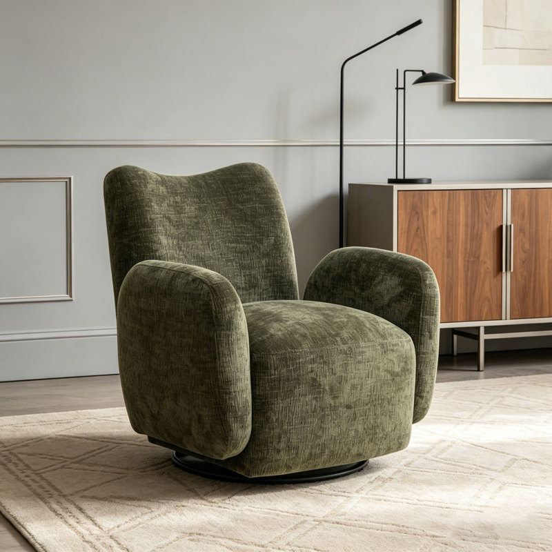 Fauteuil d'appoint pivotant à 360 °, Vert olive