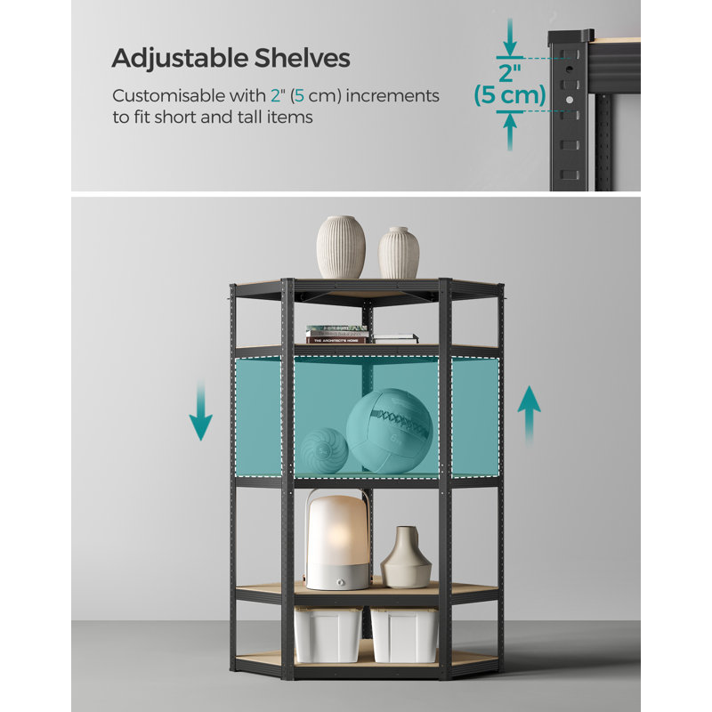 Alandis Metal Height -Adjustable Shelving Unit, Black, 180cm H x 90cm W x 90cm D
