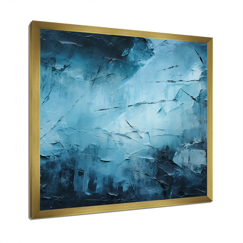 «White Fight», élément abstrait blanc et bleu, impression sur toile_106527, H 36 po x l 36 po x P 1,5 po, Encadrement doré
