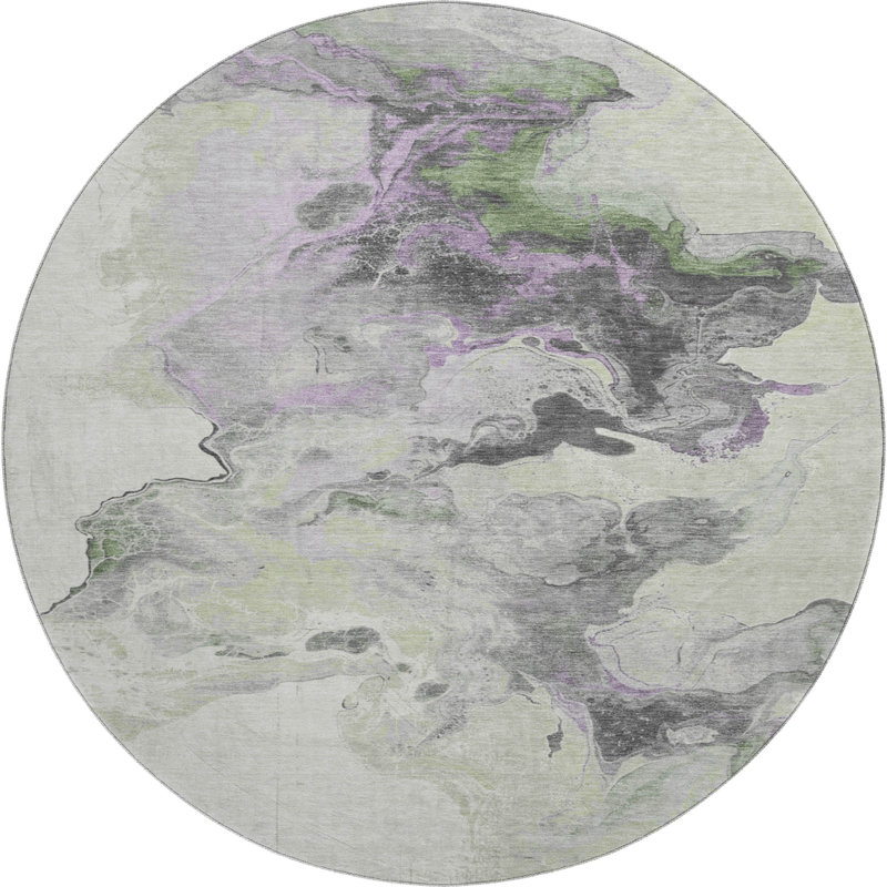 Premium Machine Washable Mehara AMF1688 Abstract Rug, Round 8'