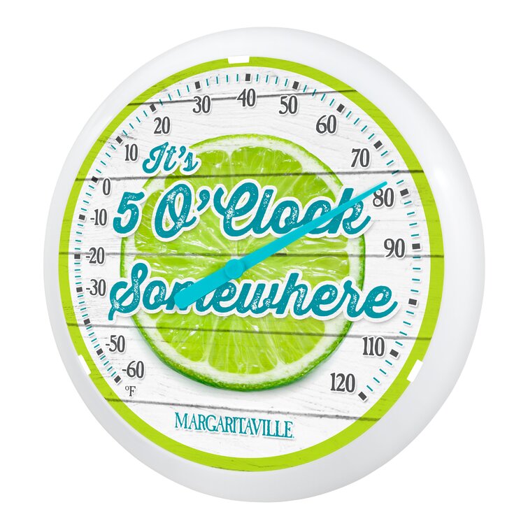 Margaritaville Pink Beach Scene Wall Indoor/Outdoor Analog Thermometer