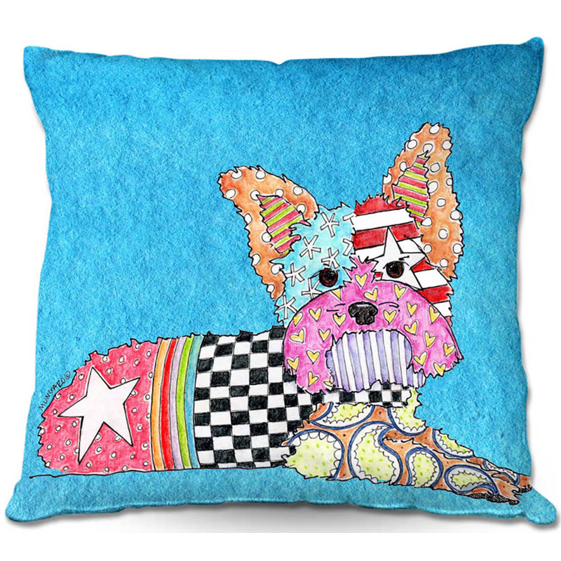  Coussin Couch Yorkie Dog, 16 po x 1 po, Aigue-marine