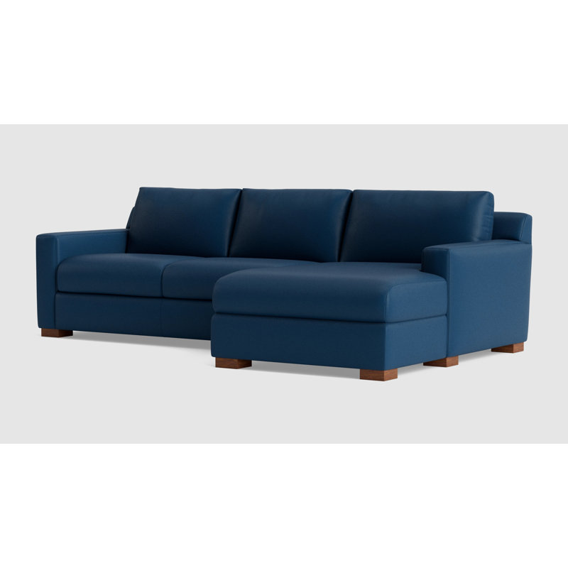 Catalina Chaise Sectional, Right Hand Facing, Leather - Deep Blue
