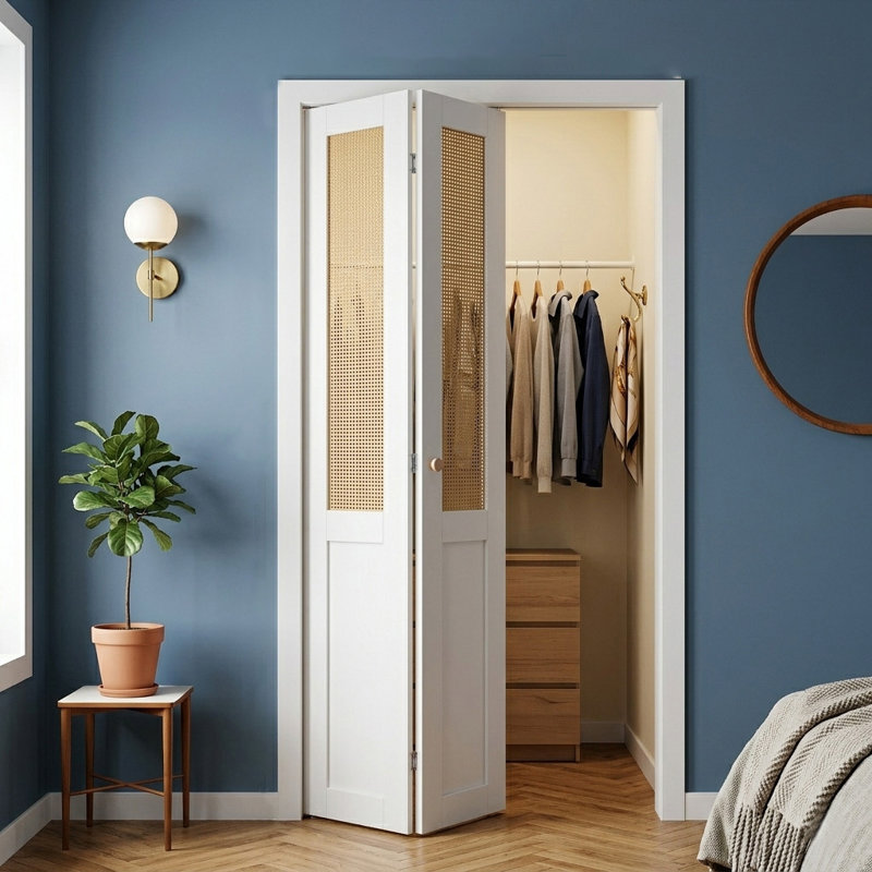 Porte pliante pré-percée en bois manufacturé tissé et massif avec trousse de quincaillerie d'installation, 24 po x 80 po, 1