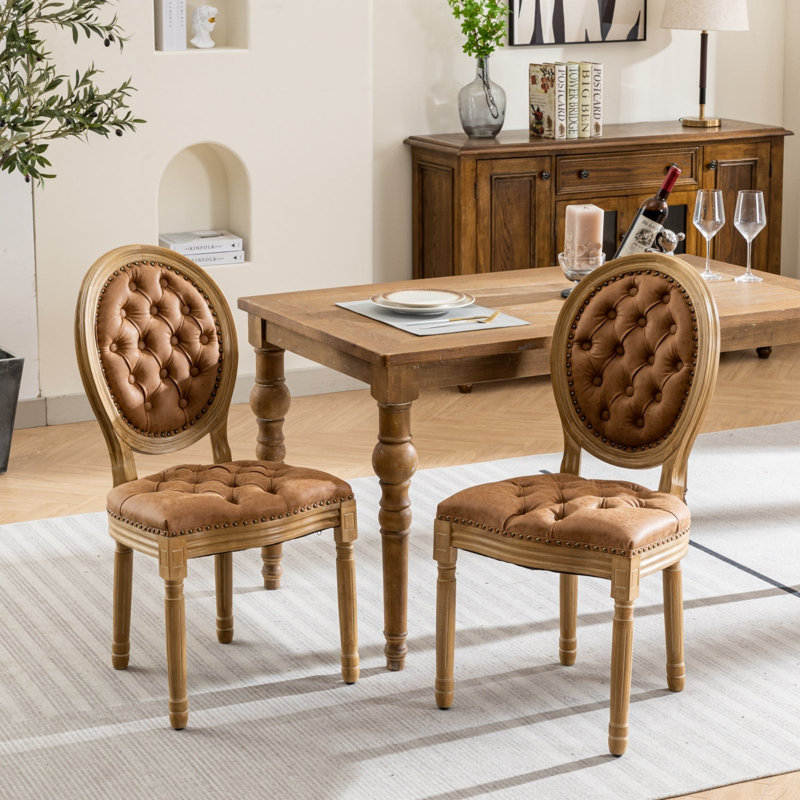 Chaise de salle à manger de style français antique, ensemble de 2, Orange