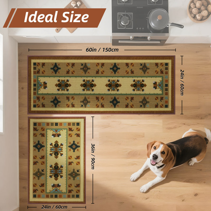  Kitchen Mat 2PCS Cushioned Kitchen Mats for Floor, Waterproof Kitchen Rug Set of 2 Non-Skid Comfort Standing Mat for Kitchen, Office, Sink, Laundry