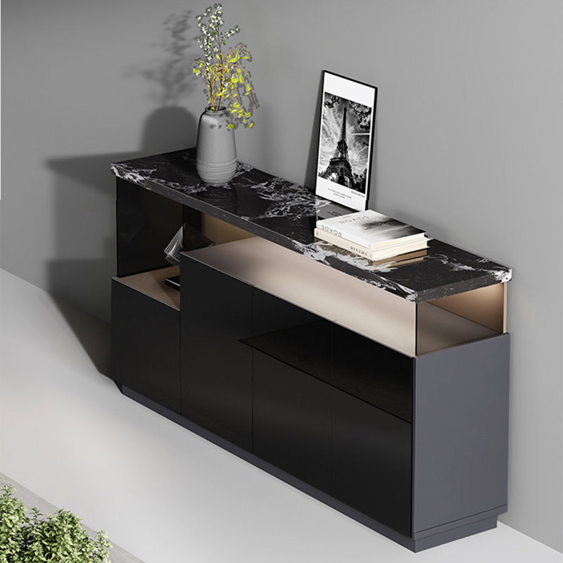 Buffet 70,71 po en pierre frittée de luxe minimaliste de style designer avec grande capacité