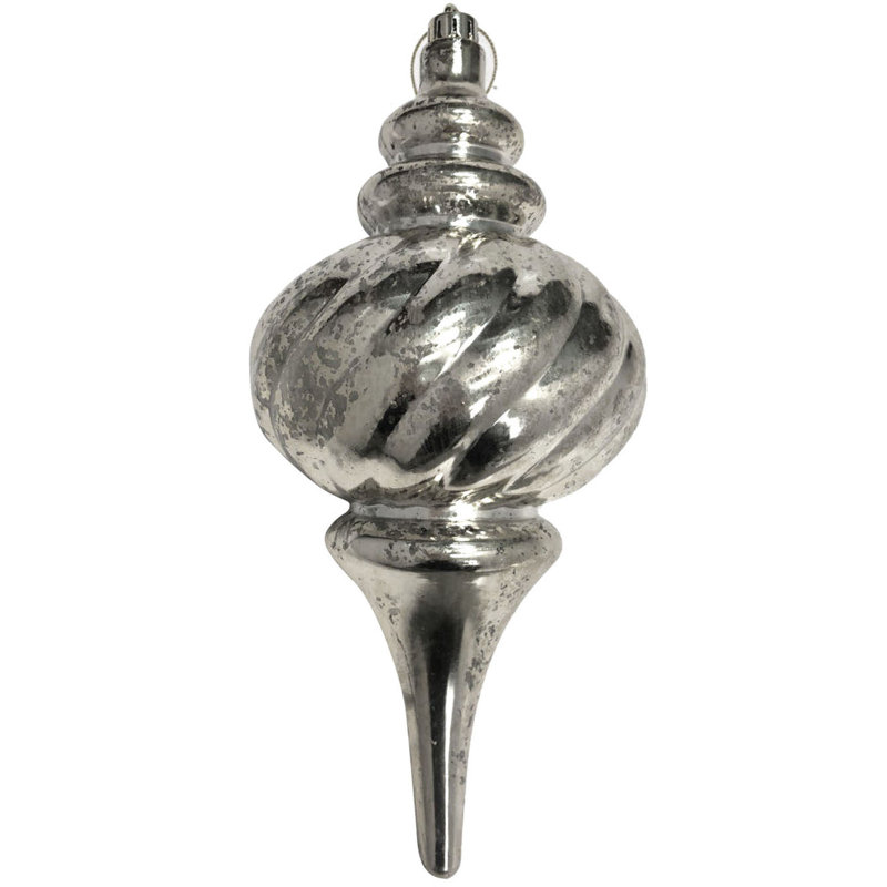 Ornement faîteau en verre nervuré, Argent