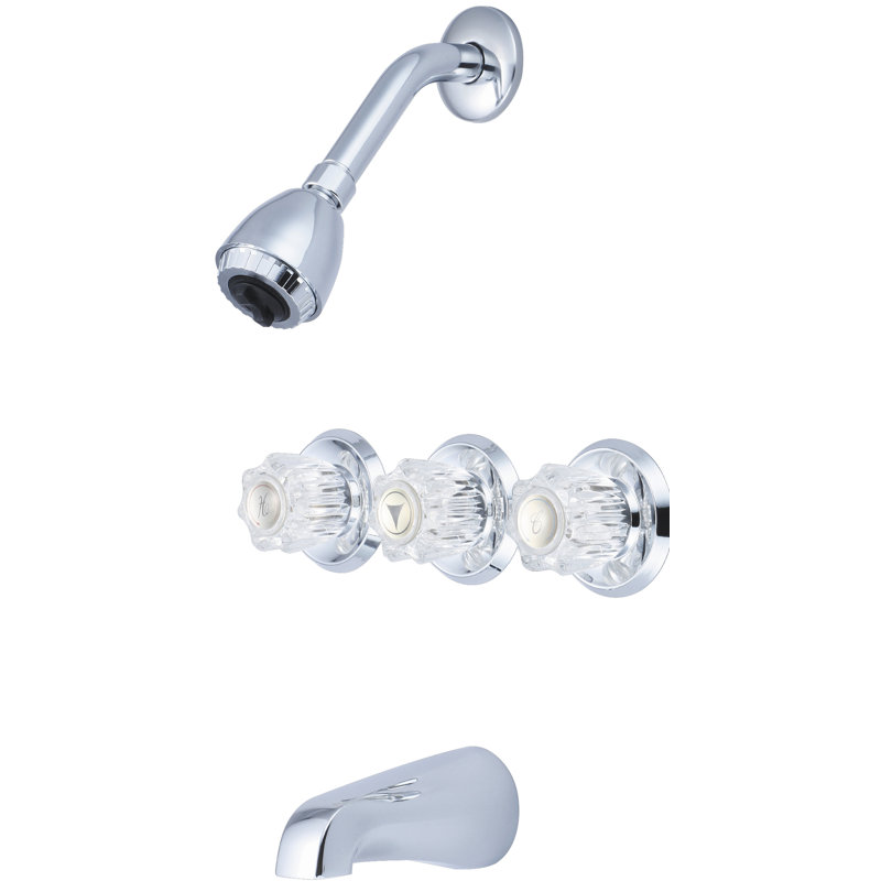 Ensemble de robinet de douche et de baignoire triple à poignée ronde, Chrome