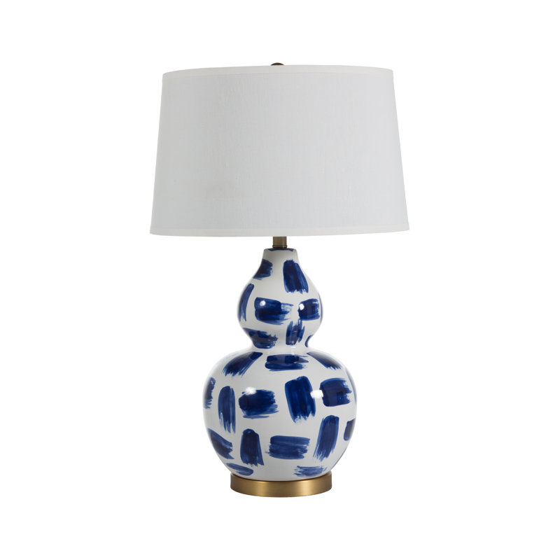 Luca Blue Ceramic Table Lamp with Linen Shade