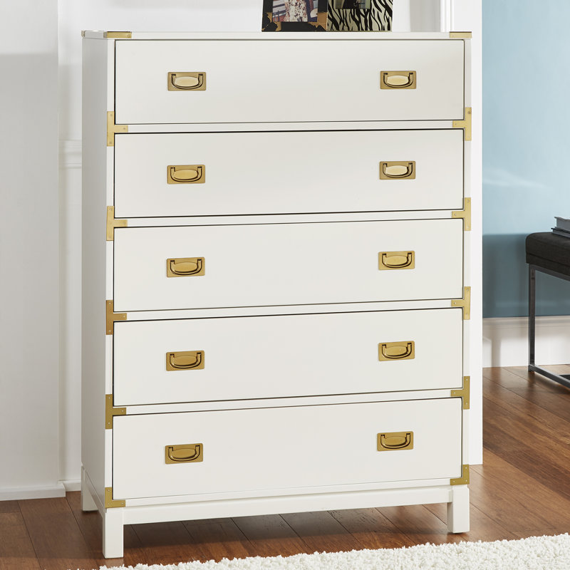 Commode 5 tiroirs Gaertner, Blanc