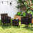  3 PCS Outdoor Conversation Set w/ Cushioned Seat & Tempered Glass Tabletop-997763624