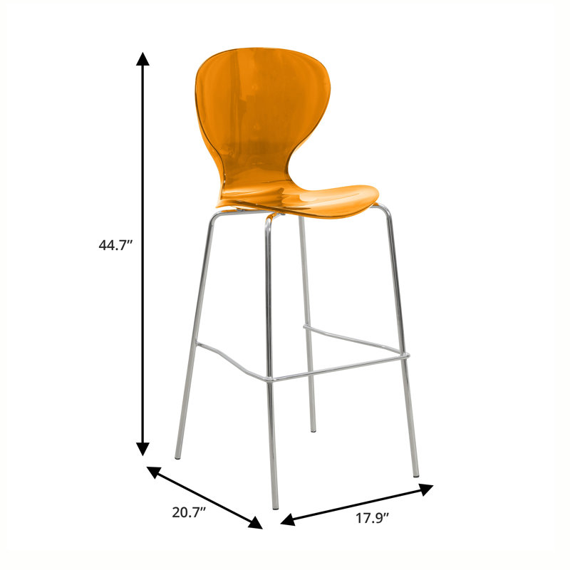 Tabouret de bar en acrylique Edenfield, Orange transparent