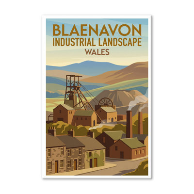 Blaenavon Industrial Landscape, Wales - Romantic Travel Poster Of Industrial Heritage. Giclee Print On Wrapped Canvas. Wall Art, Home Decor - Historic Sites & Ruins, Wales - Wrapped Canvas Print