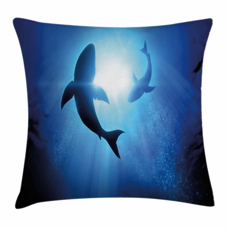 Shark Fishes Circling Pillow Cover, 18" x 18"