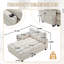Méridienne beige en velours côtelé avec accoudoirs interchangeables et coussin en tissu, coussin de charge et compartiment latéral-116950811