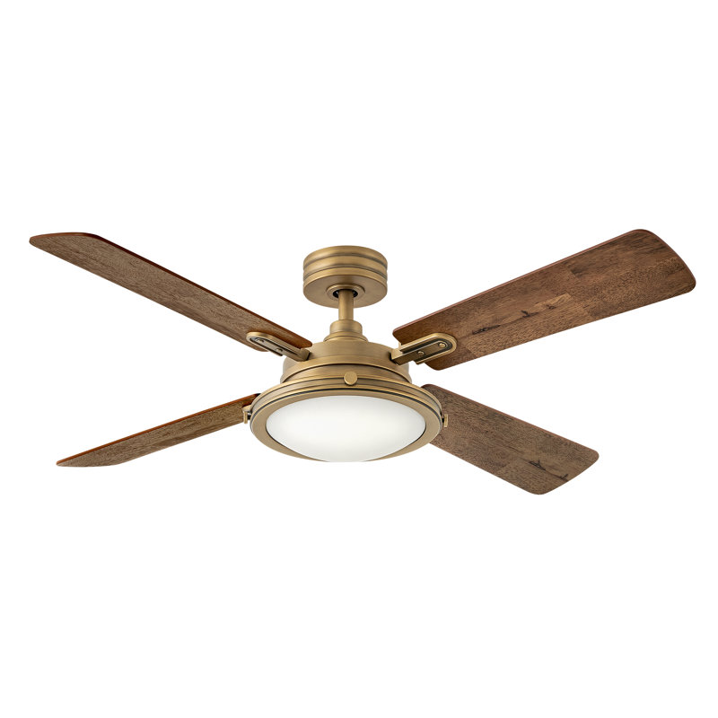 Ventilateur intelligent à DEL 54 po Collier, Laiton Heritage avec pales en bouleau