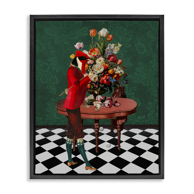Art mural sur toile flottante de style classique avec personne et fleurs, design par Erika C. Brothers, H 21 po x l 17 po