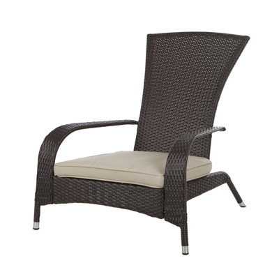 Auroura Patio Sense Coconino Wicker Lounge Chair, Beige Cushion, Adirondack Style Chair - Mocha Finish
