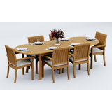 9 Pcs Grade-A Teak Wood Dining Set: 94" Double Extension Oval Table And 8 Lua Stacking Arm Chairs #11LU2208