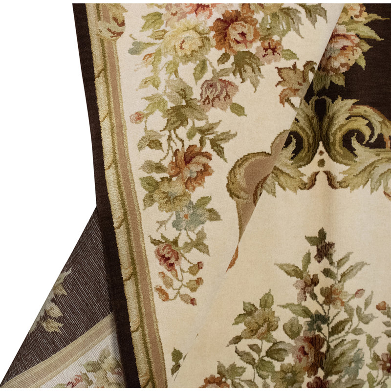 High-Quality Hand-Knotted Brown And Cream Area Rug