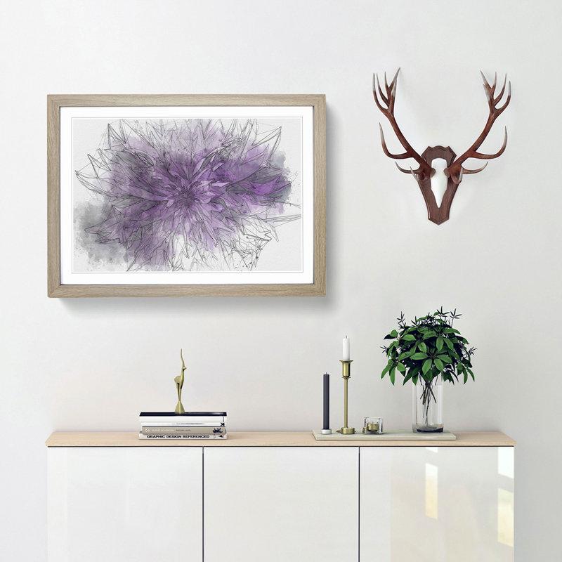 Striking Purple Flower in Abstract - Framed Print, Oak Framed, 48cm H x 65cm W x 2cm D
