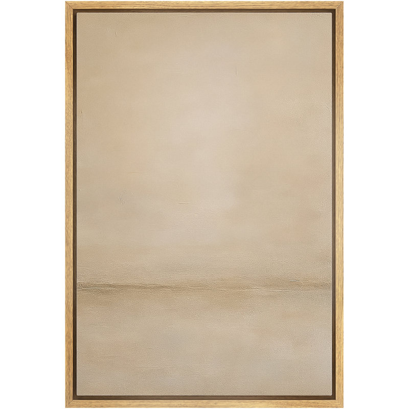 «Soft Soft Beige Horizon Minimal Abstract Neutral Wall Decor», reproduction d'art sur toile encadrée, Cadre flottant naturel