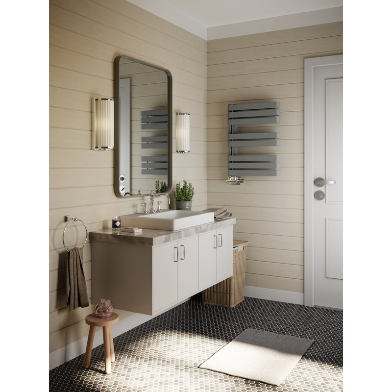 Warp S, Heated Towel Rail, Grey, 65.5cm H  x 50cm W x 11.2cm D