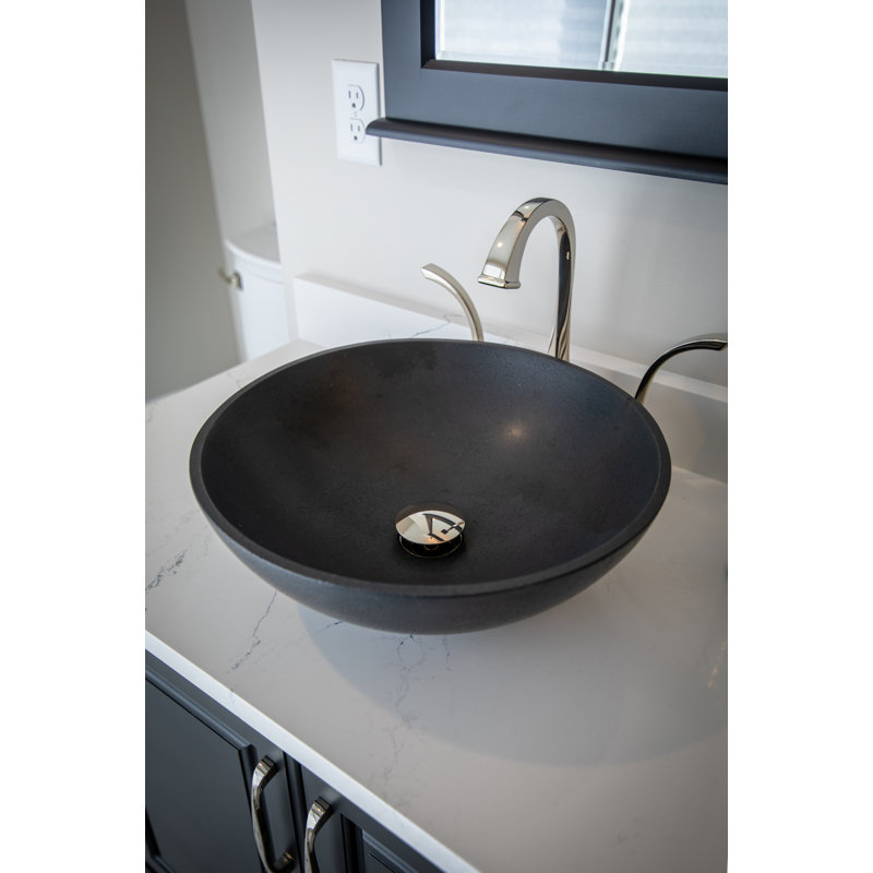 Eden Bath 16.5'' Matte Black Stone Circular Bathroom Sink
