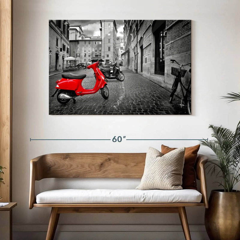 Vespa rouge Sirci Pop, H 32 po x l 48 po
