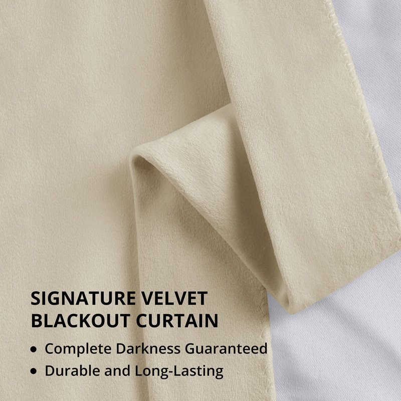 Olivia Velvet Blackout Curtain (1 Panel), 50" W x 84" L, Ecru