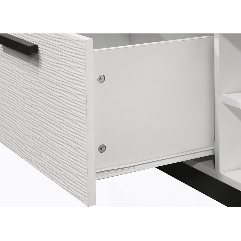 Table basse blanche 47 po avec plateau en faux marbre blanc