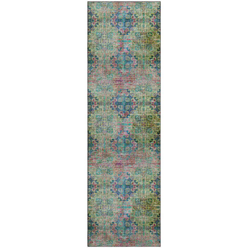 Tapis vert Cerrito AMF557 lavable à la machine de qualité supérieure, Tapis de couloir 2 pi 3 po x 7 pi 6 po