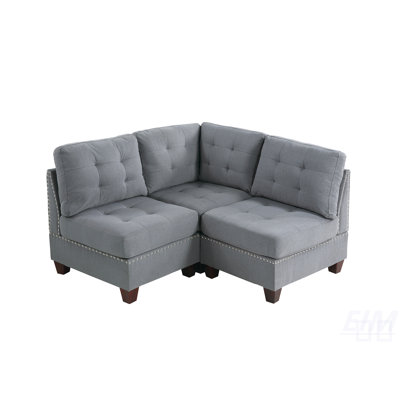 Modular 3-Piece Living Room Set With Linen-Like Fabric And Wood Frame, Perfect For Versatile Seating Arrangements, Sectional