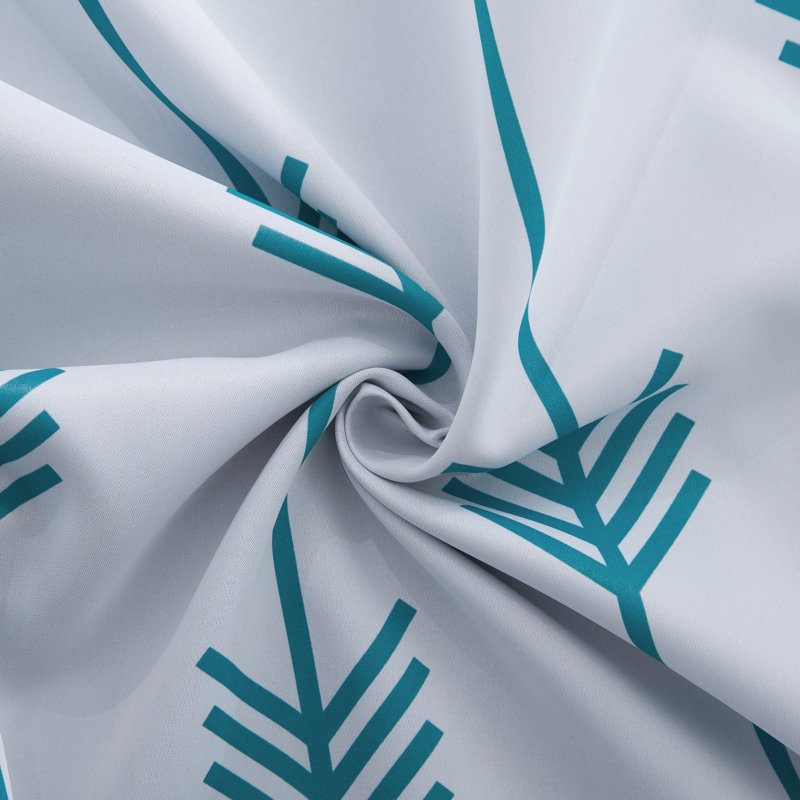Clontarf Room Darkening Curtain Pair, Platinum White/Teal Blue, 52" W x 72" L