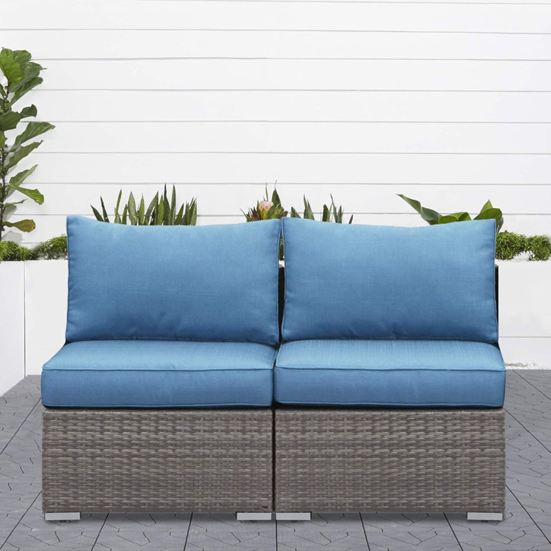59.8"Width Outdoor Wicker Armless Sofa Set